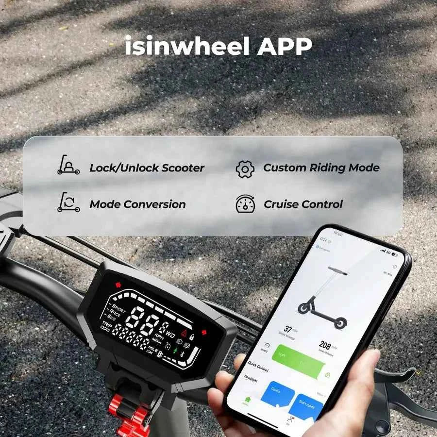 isinwheel GT1 Electric Scooter 800W Motor 48V 10Ah 45km Range