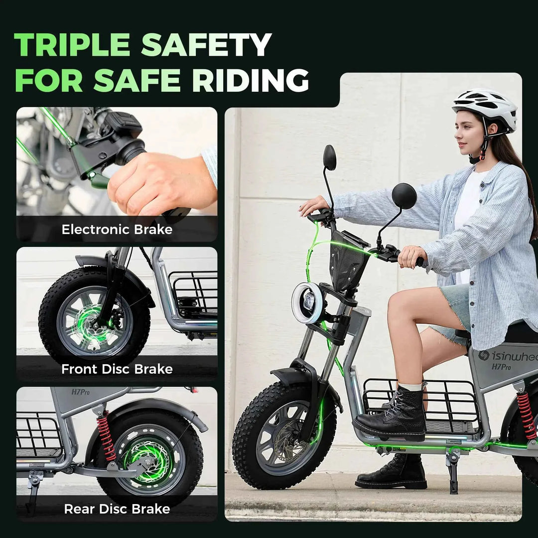 isinwheel H7PRO Electric Scooter with Seat & Basket