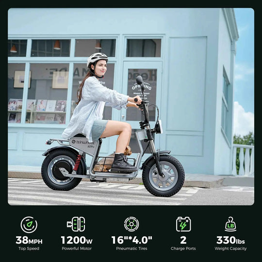 isinwheel H7PRO Electric Scooter with Seat & Basket